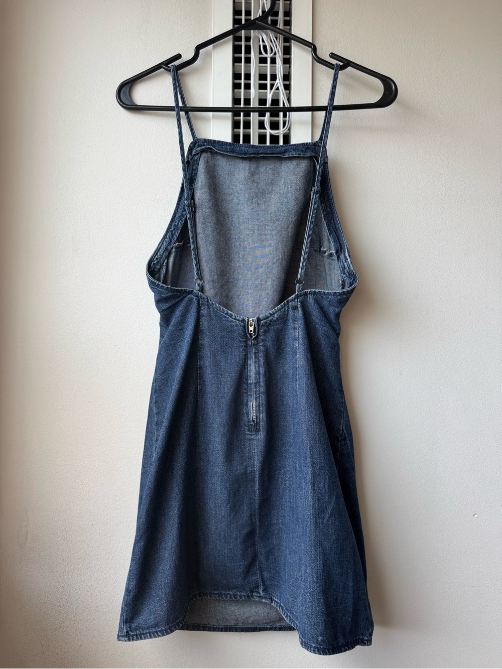 100% Cotton Denim Dress with Spaghetti Straps - Dark Blue - Picture 3 of 13